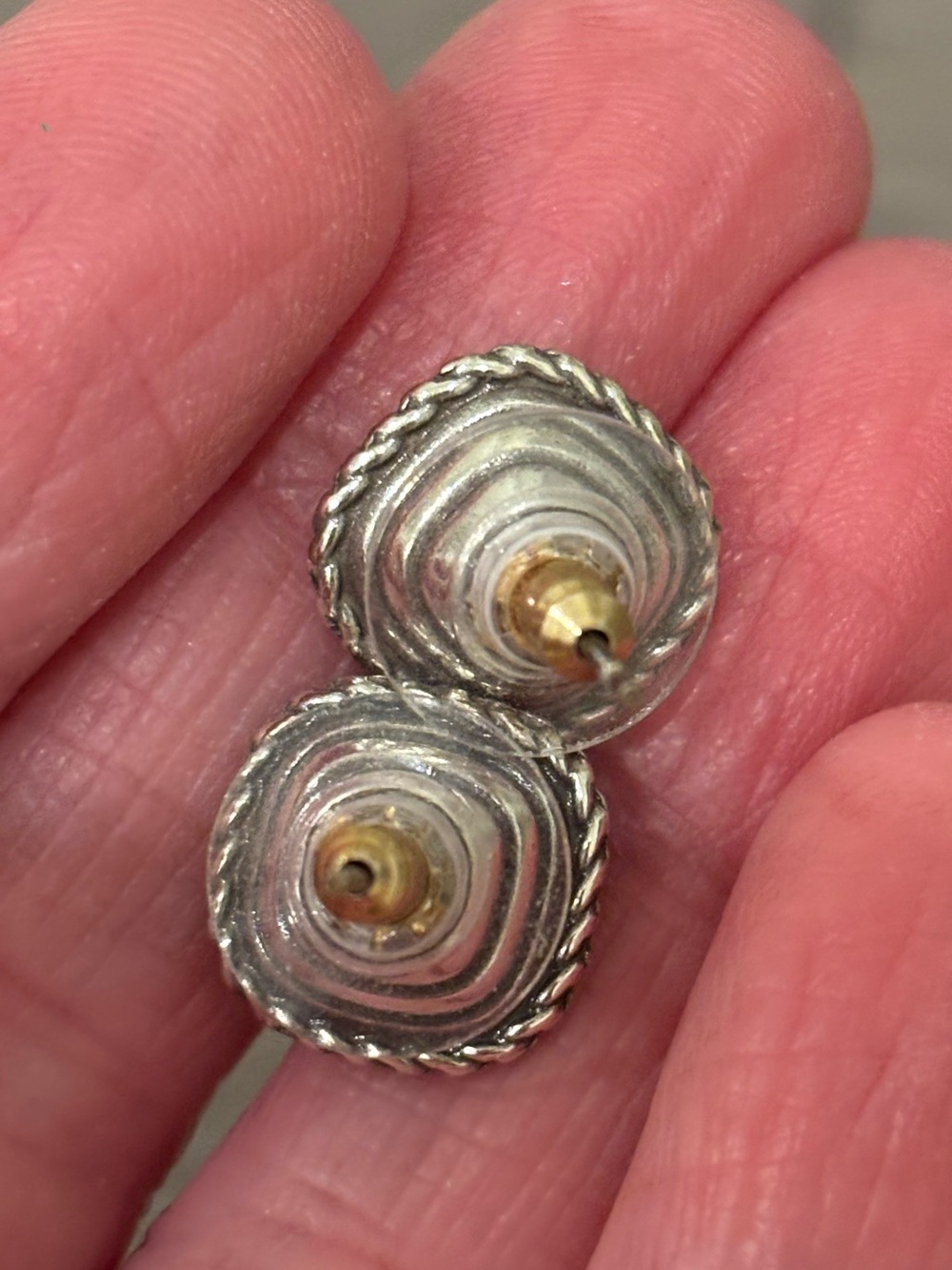 Brighton Silver Rope-Edge Teal Crystal Stud Earrings - Picture 4 of 4